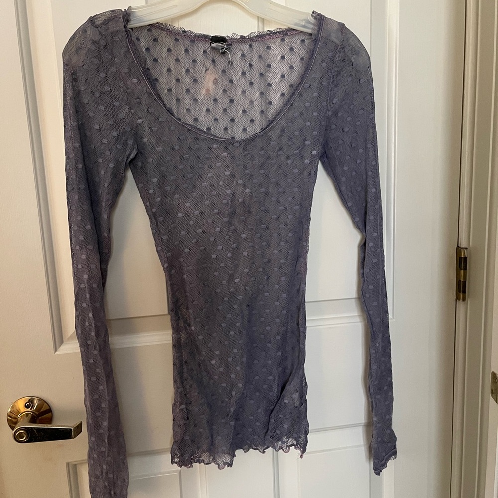 Vintage We The Free Dyed Purple Mesh Shirt